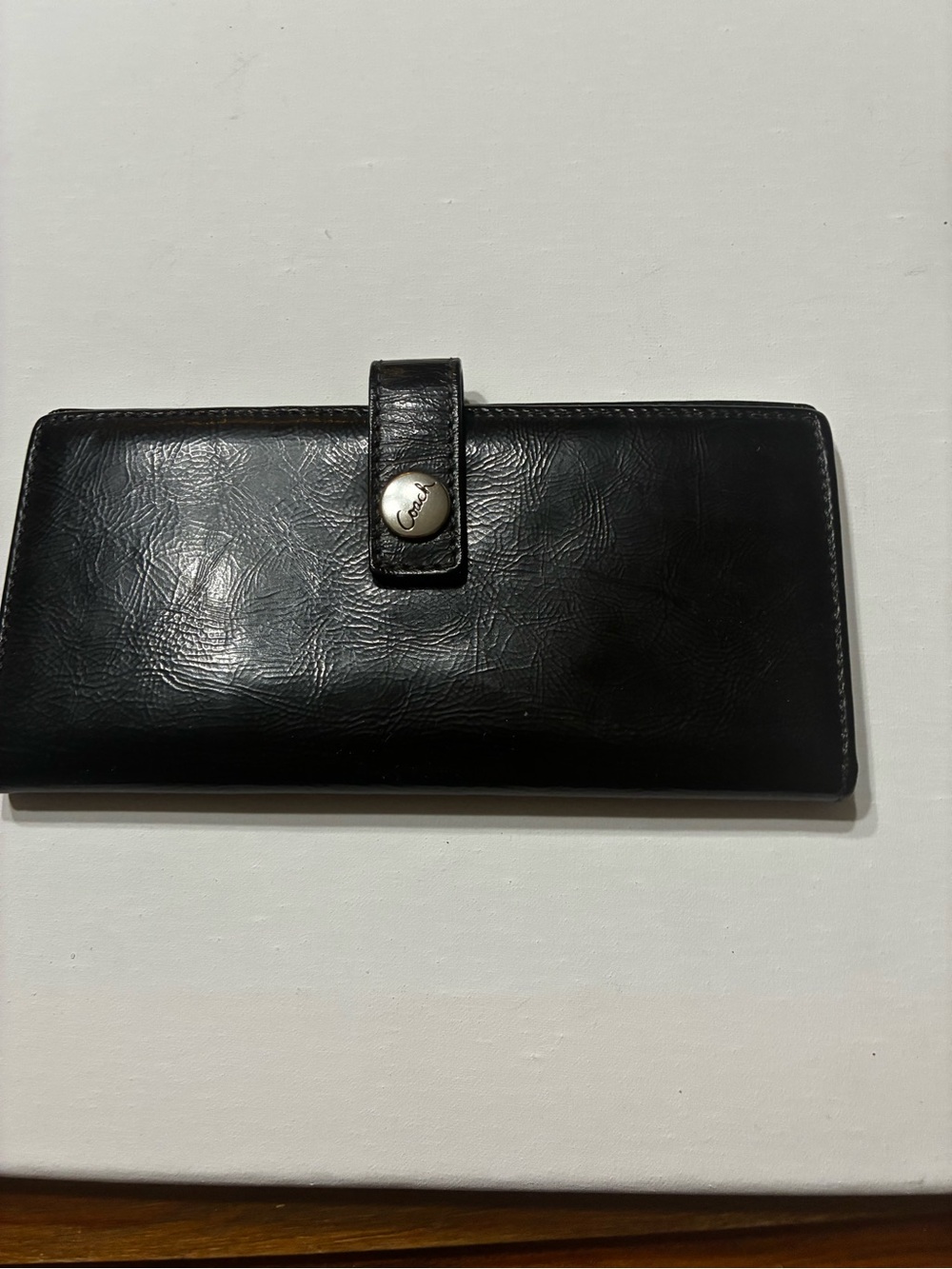 CoachVintage EUC  Black Leather Continental Checkbook Holder /Walket